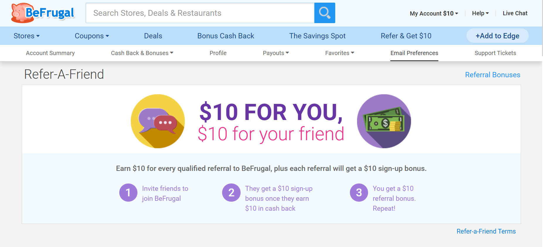 cashback - gagner $10